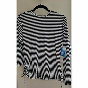 Coolibar UPF 50+ Women's Baikal Swim Top - Sun Protective -Medium- White/Black